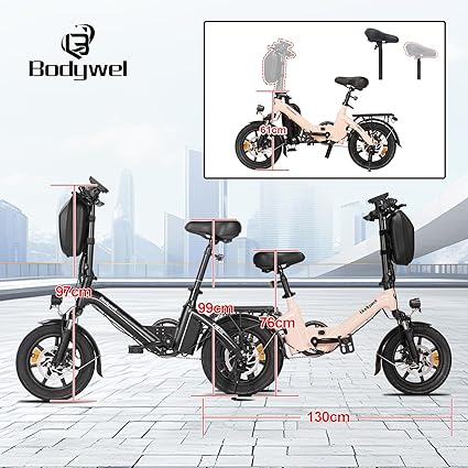 Selim ajustável da bicicleta elétrica dobrável Bodywel T16PRO.