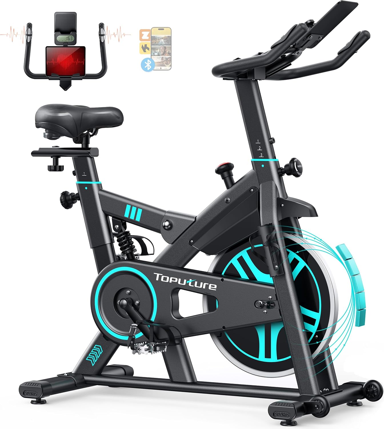 Toputure Bicicleta Estática para Uso DoméStico con APP y Volante
