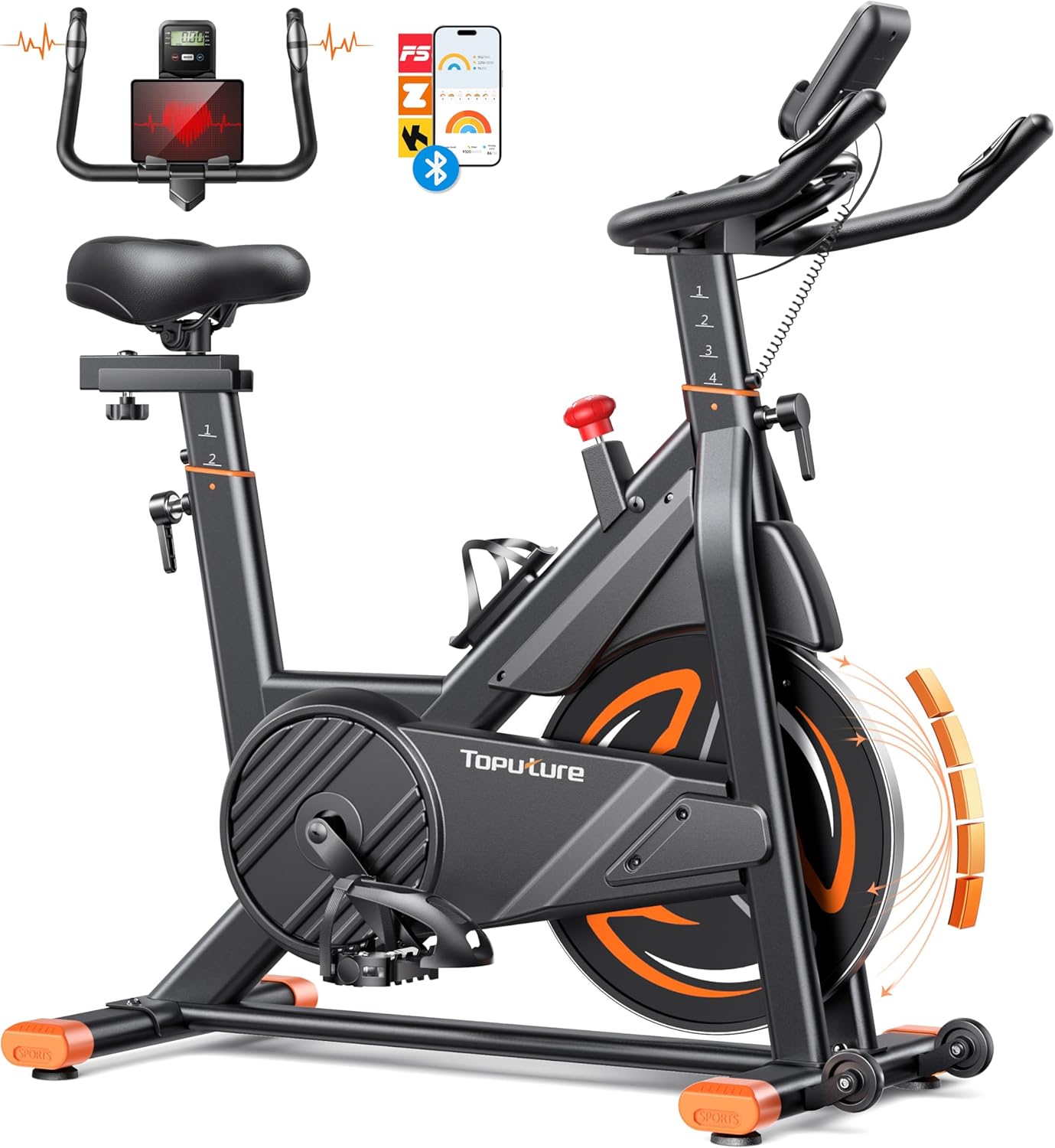 Toputure Bicicleta estática com pulso e APP