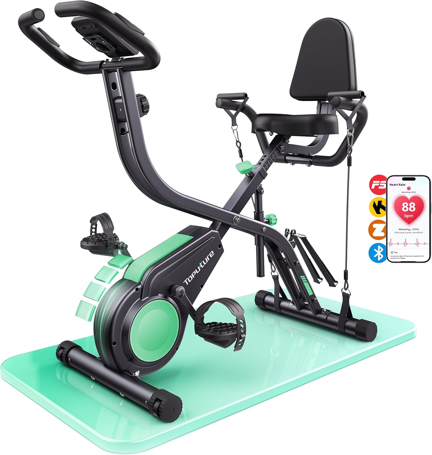 Toputure Bicicleta estática dobrável 5 em 1 com APP
